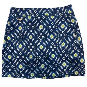 RLX Ralph Lauren Women's Golf Skort  Medium Blue Green Geometric Ikat Stretch